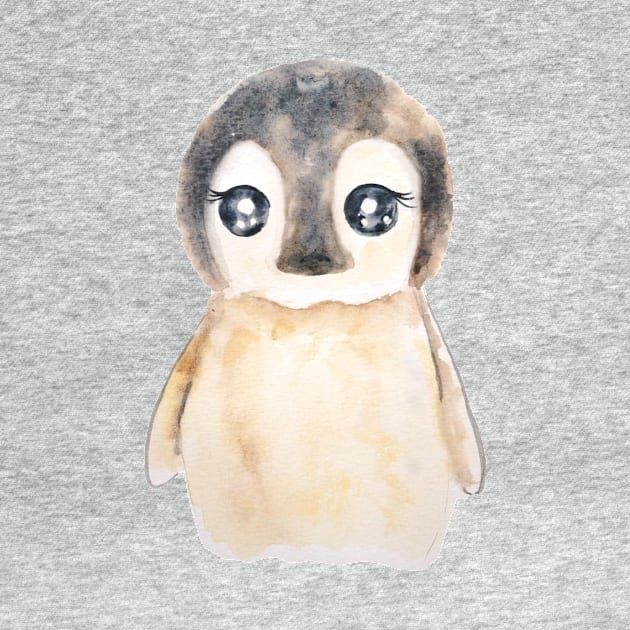 cute baby penguin watercolor by colorandcolor